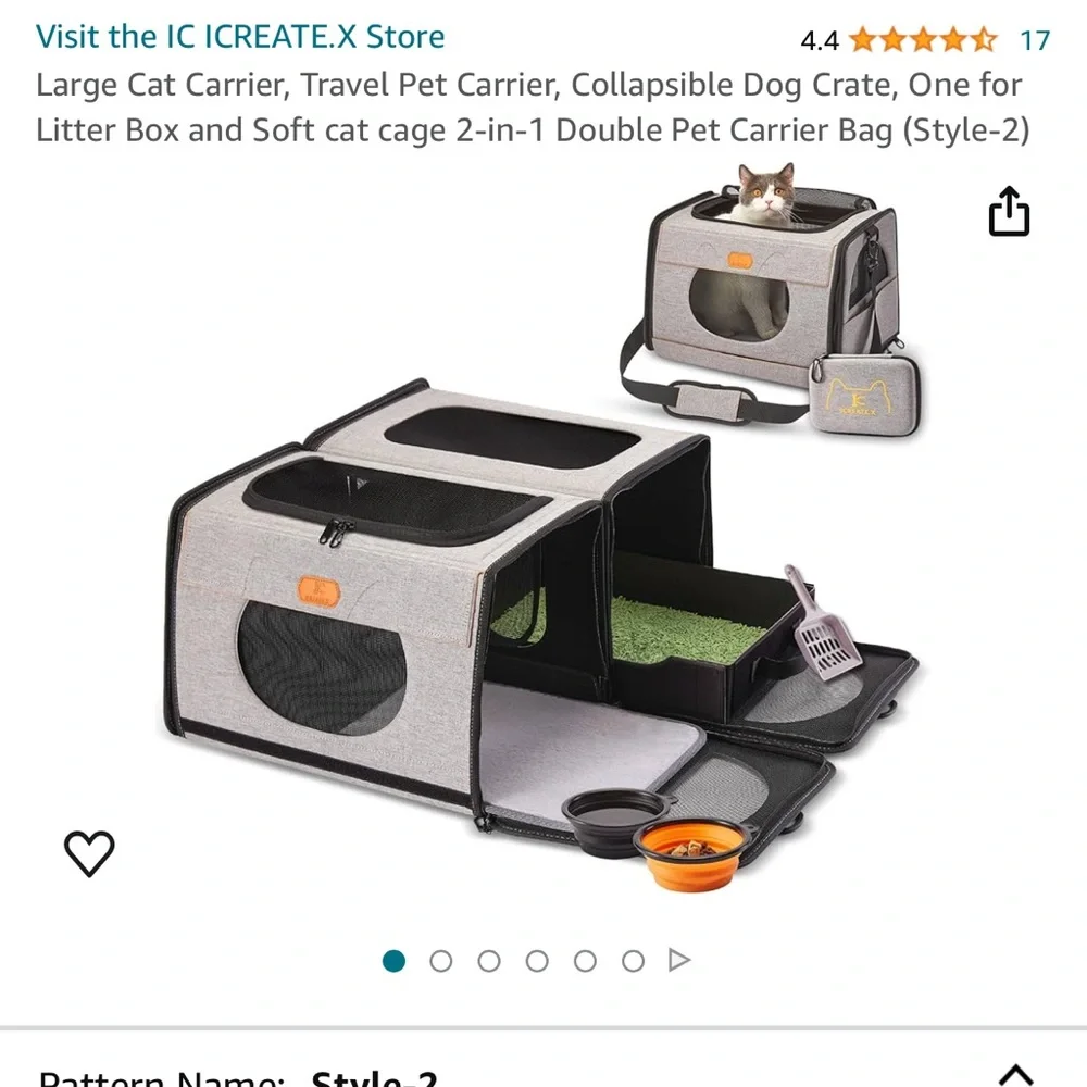 double pet carrier made for cats, double cat carrier, cat and litter box carrier